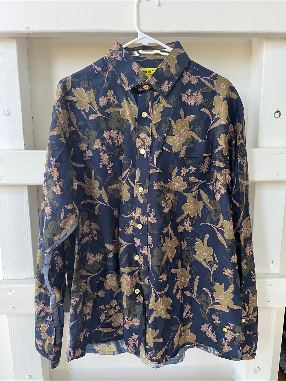 Descendant of Thieves Floral Button-Up Shirt in Navy with Pink & Olive